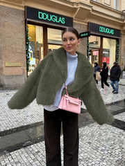 Faux Winter Warm Fashion Plush Top Short Coat for Women