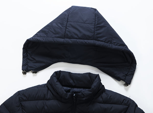 Men's winter Windproof warm Jacket hooded and detachable casual jacket, Men's Fashionable Quilted, Machine Washable - Heavy-Duty Cold Weather Coat, Men's Winter Outdoor Activities Slightly High Quality Jacket High Quality Business Black Jacket.