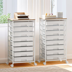 KINGRACK Heavy-Duty Rolling Storage Cart with 8 Drawers & Tabletop - Stackable Mobile Organizer Trolley, Suitable for Home, Office, Bedroom, Classroom, Space-Saving with Assembly, Tabletop Shelf for Small Spaces, Storage Drawer Units