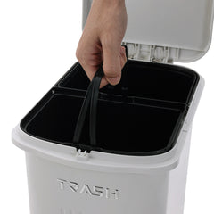 30L Large Dual Compartment Kitchen Bin, 2-Layer Dry and Wet Waste Separation Trash Can with Lid, Slim Space-Saving Design for Home, Office, Outdoor Use, Recycling Solution