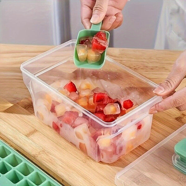 Double Layer 68 Grids Ice Cube Tray with Lid Party Bar Ice Cube Maker Mould Ice Storage Box, Long Ice Cube Tray, Ice Trays Molds, Ice Cube Container, Freezer Tray, Ice Block Tray, Drink Chilling Accessories, Home Bar Essentials, Compact Storage Box, Stack