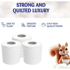 Serenity Soft 3-Ply Quilted Toilet Tissues | Available in 60 or 72 Mega Value Packs | Made in the UK | Luxuriously Soft, Gentle & Strong Bulk Toilet Rolls, Hypoallergenic, Dermatologically Tested | Fast Dispatch from UK Seller
