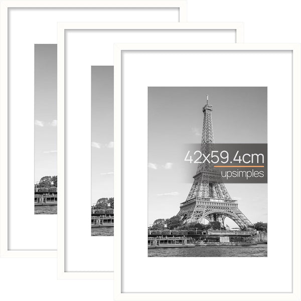 3 Pack A4 Picture Frame, A4 Black Picture Frames 21 X 29,7 Cm, Frame Wall Hanging Landscape or Portrait Orientation