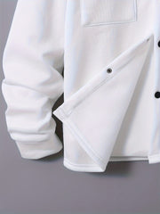 Men'S Fashionable Versatile Lapel Genuine Pocket Outwear Long Sleeve Jacket And Drawstring Solid Color Pocket Pants 2pcs Set