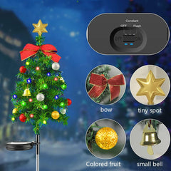 2 Set Solar Xmas Christmas Tree & Pathway Lights - Waterproof Outdoor Decor with Bow & Bell