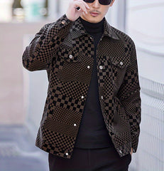 Men's Checkered Jacket with Lapel