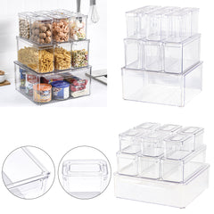 10pcs Transparent Sealed Moisture Proof Kitchen Refrigerator Storage Box Set, Household Stackable Fruit and Vegetable Preservation Box, Snack Storage Box, Saving Space