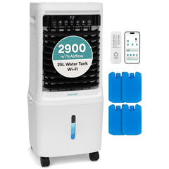 SereneLife Portable Air Cooler 25L – 1700 CFM Evaporative Cooling Fan with Ice Packs 60° Oscillation Timer Quiet Energy Efficient for Large Room Home Office Bedroom