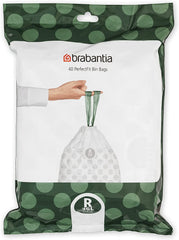 Brabantia Perfectfit Bin Liners (Size G/23-30 Litre) Thick Plastic Trash Bags with Tie Tape Drawstring Handles (40 Bags)