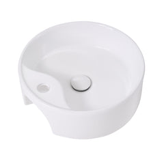 Bathroom Counter Top Sink Cloakroom Toilet Hand Washing Bowl Basin with Waste Pipe Kits Round Ceramic Sink 400*400*155mm
