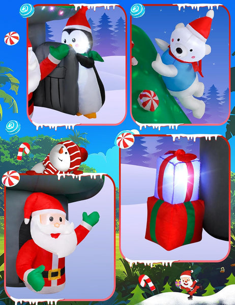 213Cm/7Ft Inflatable Mushroom House Decoration – Outdoor Inflatables with Santa, Penguin, White Bear, Blow up Yard Decor