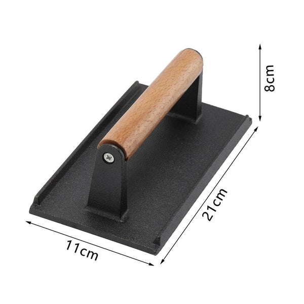 Cast Iron Steak Weight Heavy Duty Burger Press Bacon Press Grill Summer BBQ Gift Kitchen Black 20 X 10 Cm