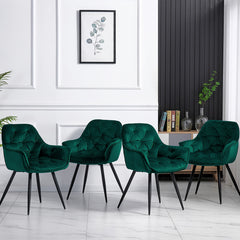 Contemporary Upholstered Velvet Dining Chairs Featuring Armrests, Suitable for Kitchens, Leisure Lounges, Living Rooms, Bedrooms, And Reception Areas