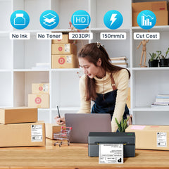 PL80EB 4x6 Wireless Thermal Shipping Label Printer For Small Business Compatible With Smartphone And Computer Used For Shipping Labels, Thermal Label Printer, For E-commerce, Warehouse, And Office Use Freight