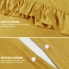 3-Piece Ruffle Frilled Duvet Cover Set – Soft, Comfortable Bedding with Pillowcases, Button Closure, Elegant Layered Design