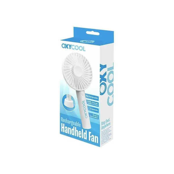 UK LOCAL SELLER - 3 Speed Rechargeable Portable Handheld Fan 21cm – USB Charging Mini Cooling Fan with Built-in Battery, Lightweight 165g, 2-in-1 Handheld & Desk Use with Stand for Home, Office, Travel & Outdoor Use | Sent and Fulfilled from UK Warehouse