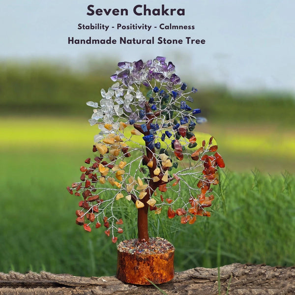 7 Chakra Crystal Tree of Life 10–12 Inch Handmade Gemstone Tree, Feng Shui Crystal Tree Home Decor Living Room Ornament, Crystal Gifts Birthday Gift for Women Housewarming Gift, Spiritual Desk Decoration Mini Crystal Guide Included