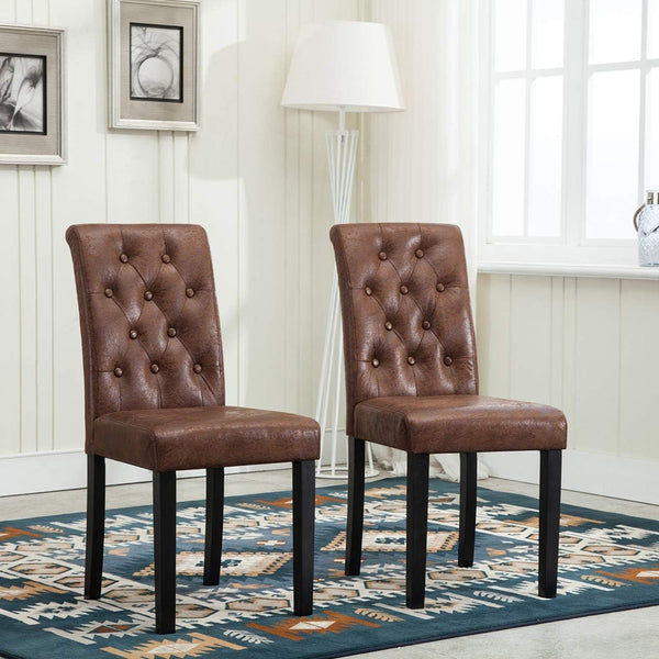 mcc direct Set of 2 Lined Fabric Dining Chairs With Solid Wooden Legs For Home & Commercial Restaurants