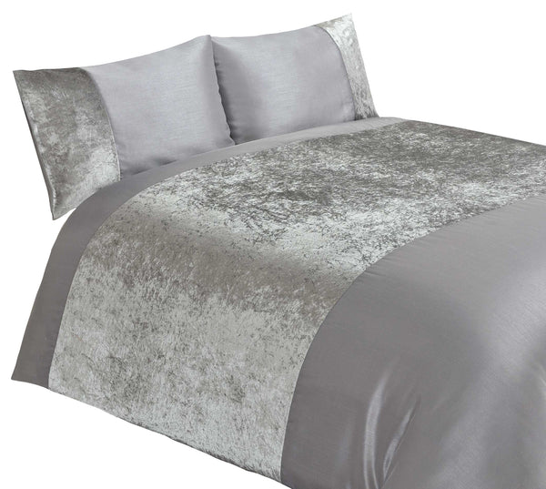 VelvetGlow Crushed Velvet Panel Duvet Cover Set – Luxury Shimmer Bedding with Soft Silky Finish | Glam Hotel-Style Bedroom Look | Easy-Care Polycotton | Single, Double, King & Super King Sizes | Includes Pillowcases | Fast UK Dispatch