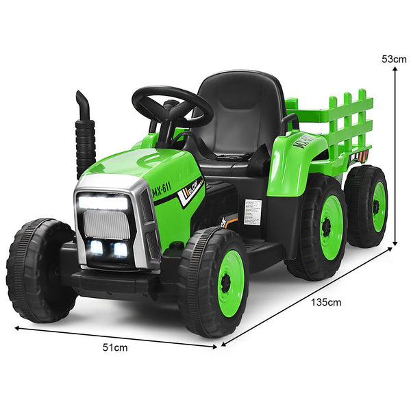 12V Kids Ride on Tractor with Trailer Music and LED Lights