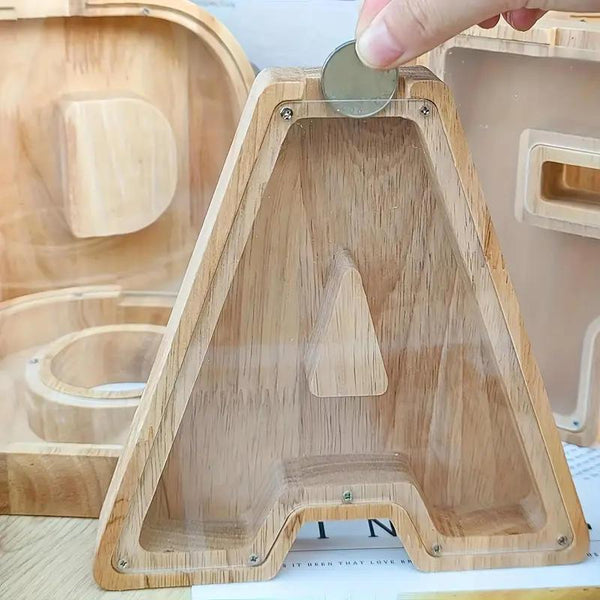 1 unique wooden letter jar - 26 creative A-Z letter storage containers, transparent design, birthday gift idea, home decoration, best friend gift, and functional holiday present.