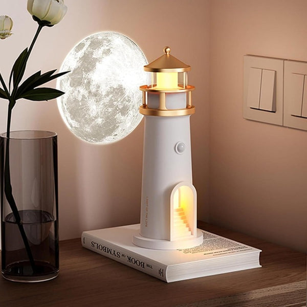 Lighthouse Lamp with Moonlight Projection, Remote-Controlled, Perfect for Bedrooms, Living Rooms, And Study Areas, Also Makes a Great Gift