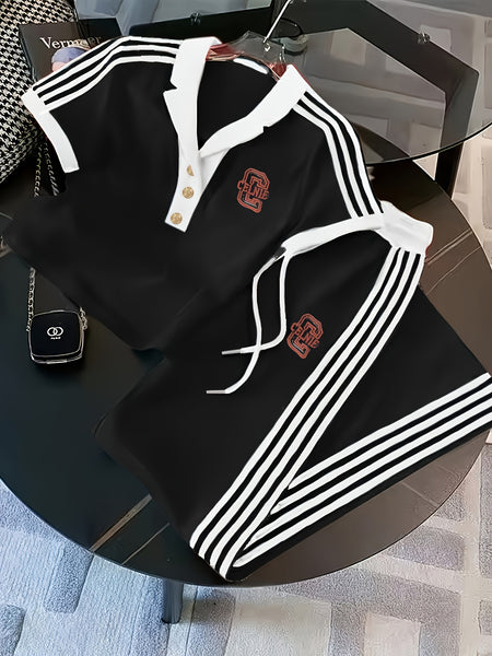 Sportswear Short-Sleeve T-Shirt and Wide-Leg Pants Set, 2025 Summer New Arrival, Age-Reducing 2pcs Set (Niannian)