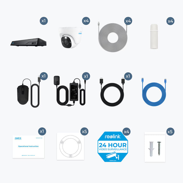 Reolink 12MP (4K+) UHD NVR Poe AI 8 X Channel / 4 X Dome Camera Kit with 2TB HDD - No Monthly Fees