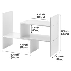 Expandable Desk Wood Desktop Book Shelf Organiser Office Storage Bookcase for Home or Office