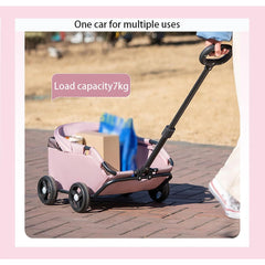 Mini Dog Stroller – Foldable Pet Carrier Cart with 360° Rotatable Handle, Extendable Pull Handle & Storage Bag Lightweight Travel Buggy for Small Dogs & Cats