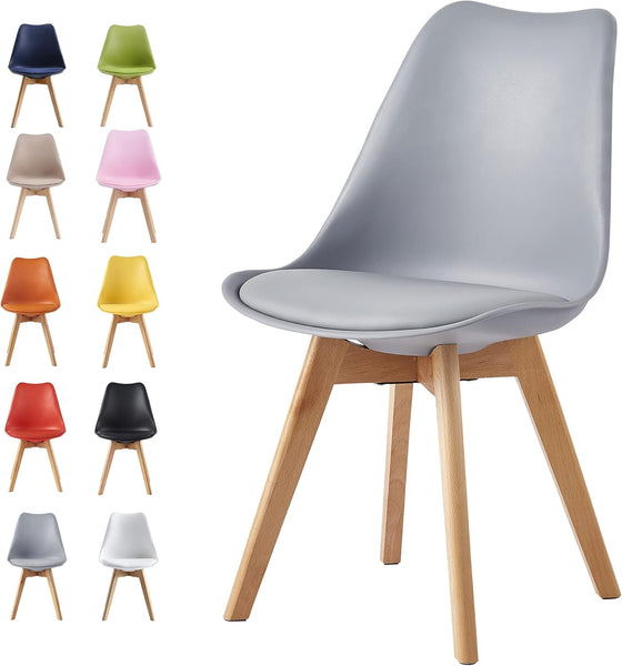 mcc direct 1Pcs Dining Chair Wooden Legs Soft Cushion Pad Stylish DELUXE Retro Lounge Dining Office EVA