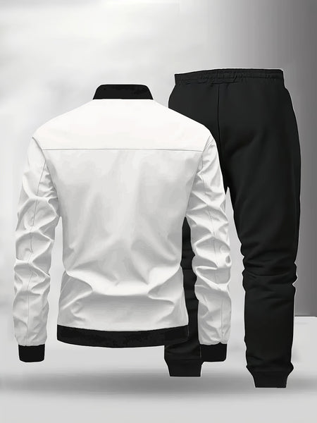 [Maigiqi] Casual Set Men'S Spring Autumn Easy Athletic Two-Piece Outfit Polo Collar Jacket