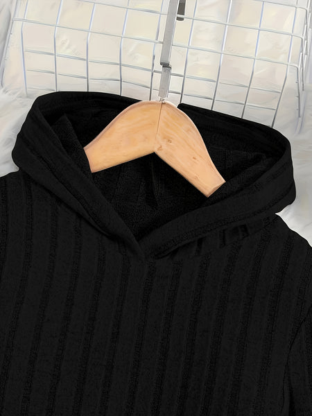 A Set of Women's Ribbed Letter Applique Hoodie and Flared Pants