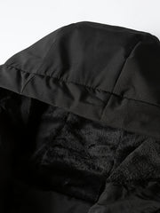 Men'S Insulated Thermal Winter Jacket Full Zipper Closure Hooded Windproof Coat Front Full Zip And Zipper Pockets - Machine Washable Cold Weather Outerwear for Skiing, Snowboarding, Hiking - Black (Unlined