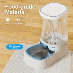Pet Water Dispenser 3.85L Gravity Automatic Feeding, 304 Stainless Steel Bowl, Removable And Washable, Uncharged, No Battery, For Medium/ Large-Sized Dogs & Cats & Other Pets