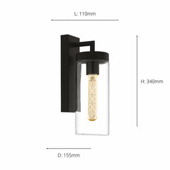 EGLO Bovolone 1-Light Modern Black Exterior Wall Lamp