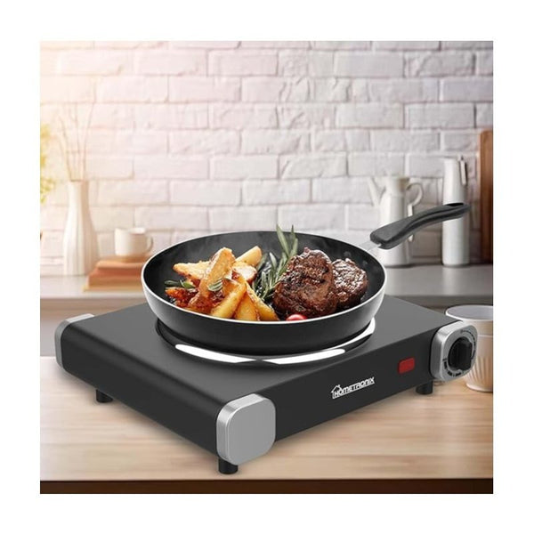 Portable Electric Hot Plate Single Hob, 1500W, Temperature Control, Ring Tabletop Stove for Cooking, Warming, Boiling, Frying – Ideal for Home & Caravan – Black