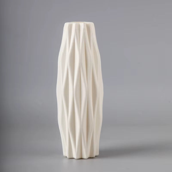 Nordic Modern Plastic Flower Vase - White Pink Blue Decorative Pot for Living Room Flower Arrangement