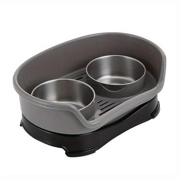 Raised Dog Bowls for Cats and Dogs, Elevated Dog Cat Food and Water Bowls Stands Feeder Dishes with 2 Stainless Steel Bowls, 2 Colours Available