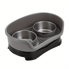 Raised Dog Bowls for Cats and Dogs, Elevated Dog Cat Food and Water Bowls Stands Feeder Dishes with 2 Stainless Steel Bowls, 2 Colours Available