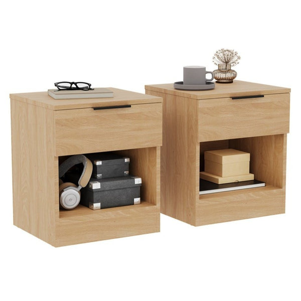 Vida Designs Trega 1 Drawer Bedside Chest Set Of 2, End Table Nightstand Space Saving Storage Organizer Bedroom Furniture