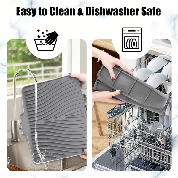 Silicone Kitchen Sink Drying Mat Rectangle Non Slip Worktop Saver Dish Drainer