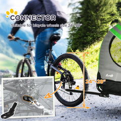 Pawhut 2-In-1 Dog Bike Trailer Stroller W/ Universal Wheel Reflector Flag Green