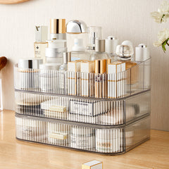 Makeup Organiser Storage Drawers, Stackable Skincare Cosmetic Organizer Acrylic Large, Tidy for Lipstick, Nail Care, Perfume, Jewelery, Brush, Vanity, Dresser, Bedroom, Bathroom