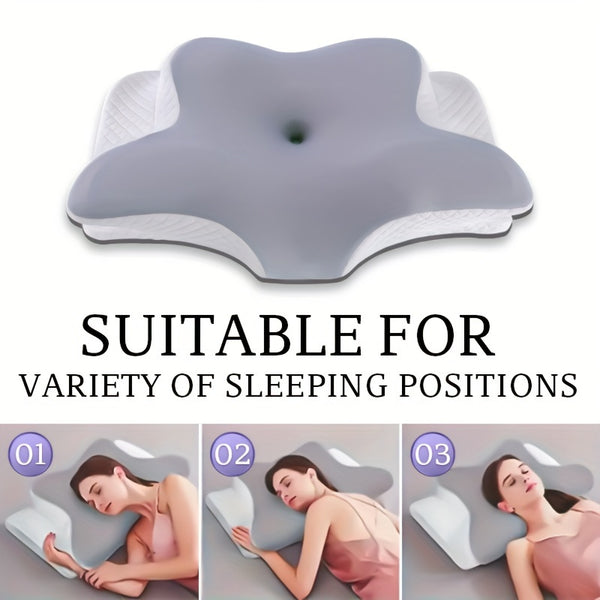 1pc Slow Rebound Cervical Pillow, Ergonomic Neck Contour Support for Side Sleep, Machine Washable Cool Soft Pillow Cover