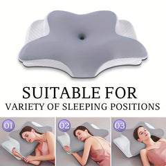 1pc Slow Rebound Cervical Pillow, Ergonomic Neck Contour Support for Side Sleep, Machine Washable Cool Soft Pillow Cover