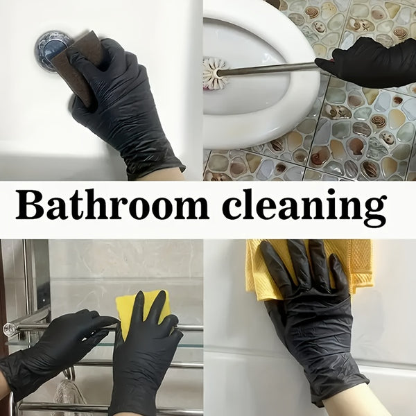 50/102pcs Black Composite Nitrile Gloves - Disposable Cleaning Gloves, Suitable for Kitchen, Dishwashing, Home Cleaning, Handheld, Latex Free, Suitable for Indoor and Outdoor Use, Kitchen Cleaning Gloves