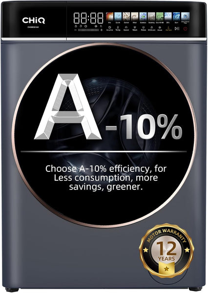 Chiq CW086581AXU Washing Machine, 8Kg, 1400Rpm, BLDC Inverter Motor, 12 Washing Cycles, Steam Care, LED Touchscreen, Grey