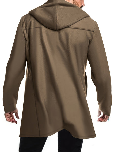 2024 Foreign Trade New Product Men'S Mid-Length Slim Fit Windbreaker Hooded Casual Pure Coat Performance Clothing