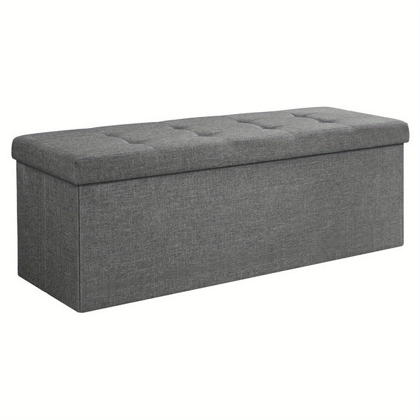 Storage Ottoman, Padded Foldable Bench, Chest with Lid, 120L Capacity, Holds up to 300 kg, for Bedroom, Hallway, Living Room, Light Grey LSF84GYX